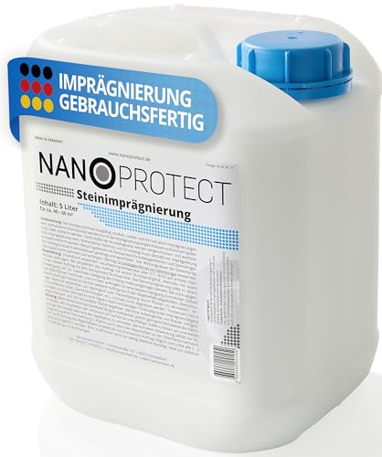 Nanoprotect Steinimprägnierung | Profi Qualität | Vorbeugend gegen Grünbelag und Einschmutzung | 5 L für ca. 40-60 m²