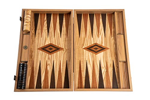 Backgammon Olivenholz große Holzkassette - Intarsien - Handarbeit