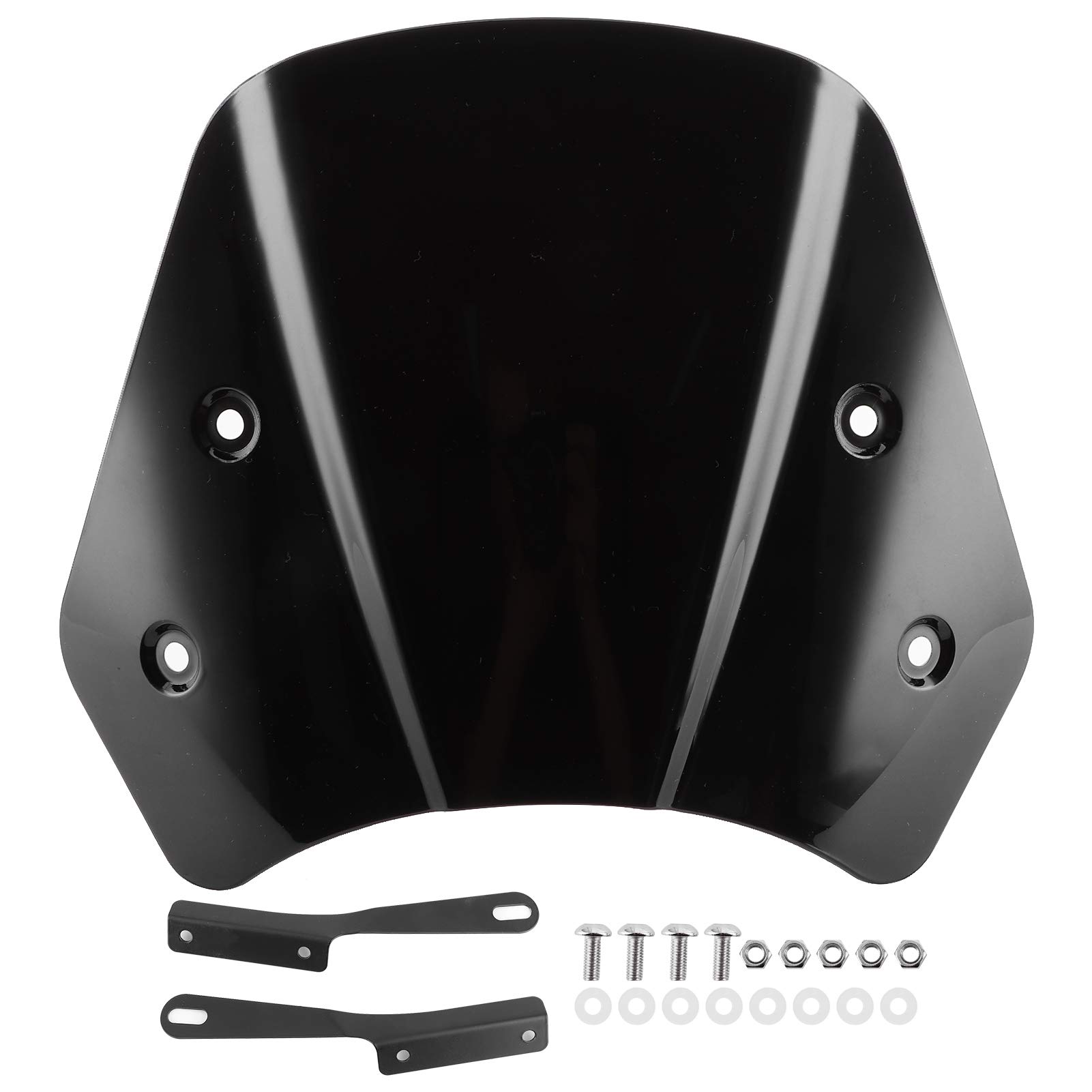 EBTOOLS Windschutzscheiben für Motorräder, Universal Motorcycle Windschutzscheibe Windabweiser mit Montagehalterung für 5-7 Zoll(schwarz)