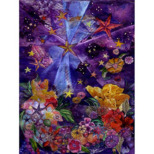 Wee Blue Coo CSA013A Poster, Motiv: Sterne, Blumen und Perlen