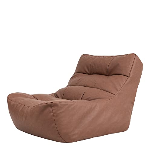 Icon Sitzsack-Liege „Lorenzo“, Braun, Kunstleder, XXL Sitzsack Sessel für Erwachsene, Riesensitzsack mit Füllung für das Wohnzimmer, Sitzsack Groß
