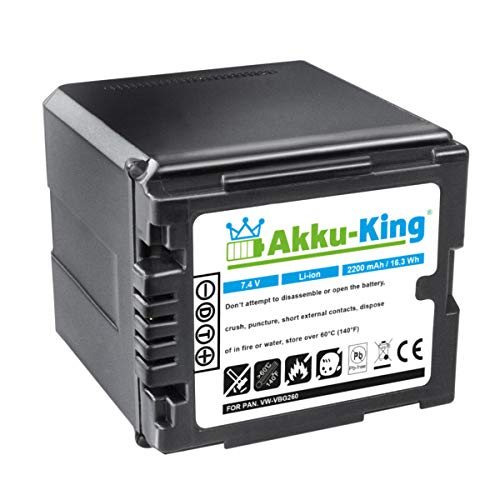 Akku-King Akku kompatibel mit Panasonic VW-VBG260, VW-VBG260-K, VW-VBG260PPK, Lumix DMC-L10 - Li-Ion - 2200mAh