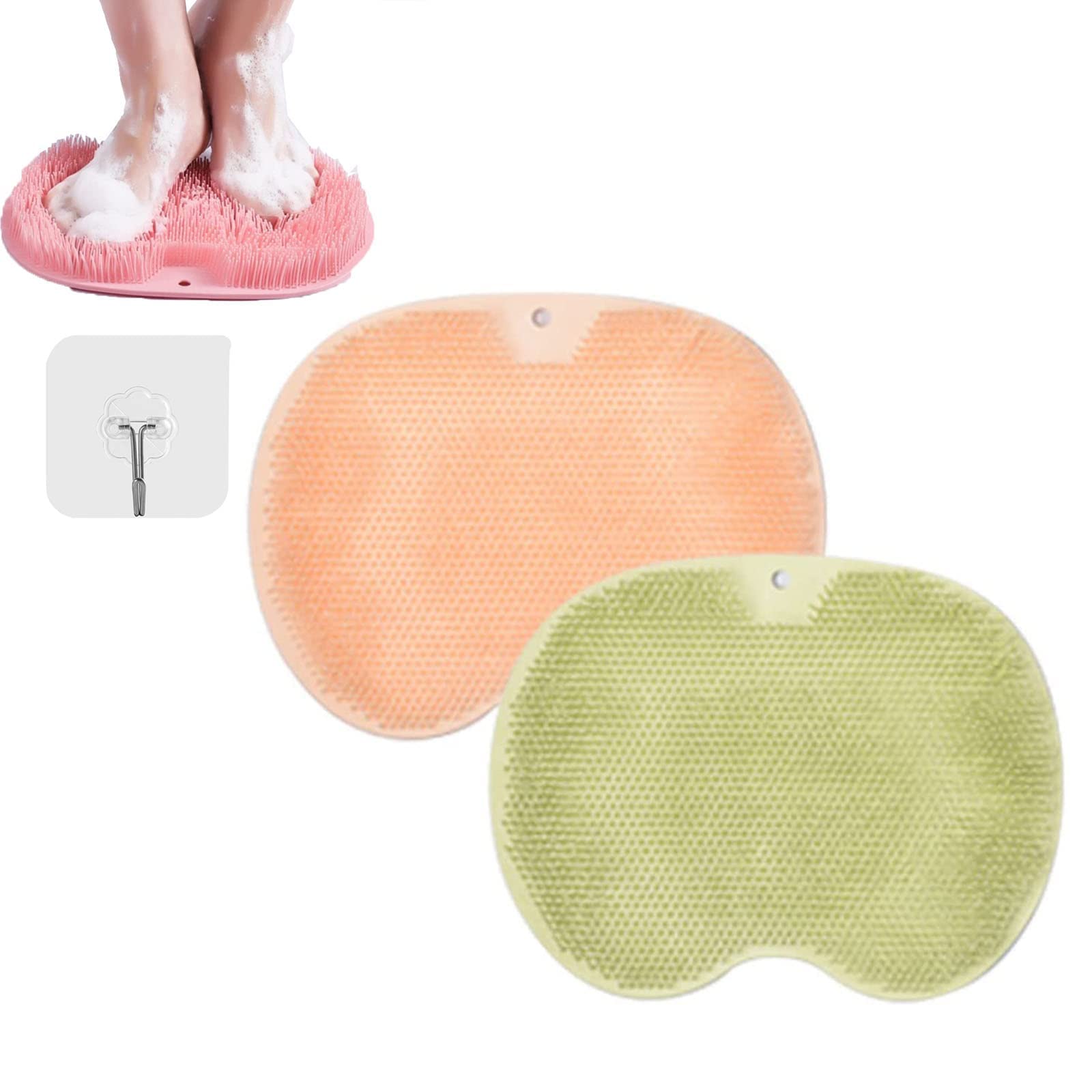 Shower Foot & Back Scrubber, Cleaner Massager Mat, Massage Pad, Foot Scrubber, Shower Cleaner Exfoliation, Acupressure Cleaner Foot Massager (H 2PCS)