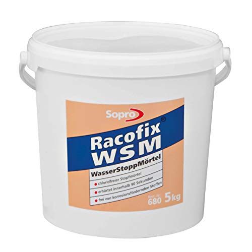 Sopro Racofix® WSM 680 -WasserStoppMörtel | 5kg/Eimer | zementärer Stopfmörtel zum Schließen von Wassereinbruchstellen