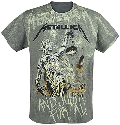 Metallica ... and Justice for All - Neon Backdrop Männer T-Shirt Charcoal M