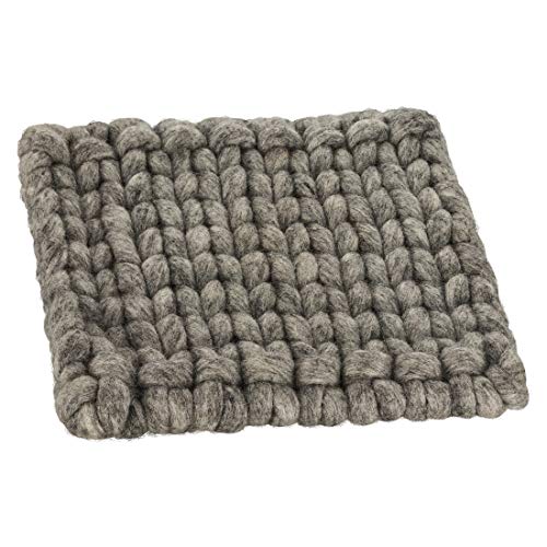 Maharanis Fairtrade Filz Strick Untersetzer Topf Untersetzer grau natur 20x 22 cm handgefertigt aus reiner Wolle, hitzebeständig