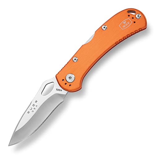 Buck Einhandmesser Spitfire, orange, Stahl 420HC, Back-Lock, Aluminium-Griffschalen, Edelstahl-Clip