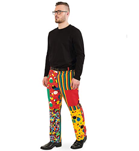 KarnevalsTeufel Herrenkostüm Anzug Clown Jackett und/oder Hose bunt Gemustert Zirkus (Medium, Hose)