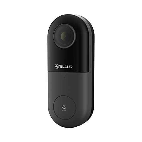 TELLUR SMART WLAN Türklingel mit Kamera, WLAN Door Bell Alexa Türklingel, PIR-Bewegungserkennung, FHD 1080p, Nachtsicht, Türglocken mit Zwei-Wege-Audio, Google Home und Alexa, Verkabelt 12V-24V