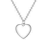 Glanzstücke München Damen-Kette mit Herz-Anhänger zum Gravieren Sterling Silber 40 cm + 5 cm Verlängerung - Herz-Kette personalisiert Geschenk zum Valentinstag