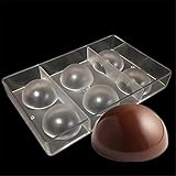 Schokoladenform für 6 große 3D-Bälle aus transparentem Polycarbonat, handgefertigt, Eis, Muffin, Backform, Konfekt, Kuchenform, Backform, Küchenzubehör