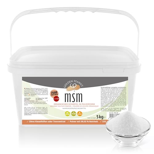 MSM Methylsulfonylmethan Pulver 5 kg| Reinheitsgrad 99,92% | organische Schwefelverbindung| Lebensmittelqualität |ohne Rieselhilfen | Golden Peanut