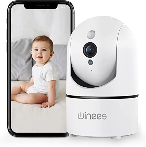 Winees Baby Kamera, 1080P Haustier Überwachungskamera Innen WLAN ip Kamera mit Zwei-Wege-Audio und Nachtsicht, uberwachungskamera Uterstützt Bewegungserkennung, App Kontrolle mit Alexa, Google Home