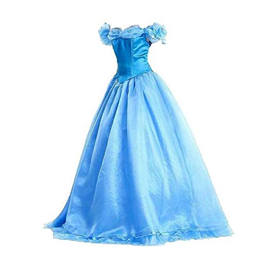 Zhenwo Cinderella Prinzessinnenkleid Cosply Disney Cinderella Wan Bühne Play Show Geschenk Kostüm Damen,Blau,M