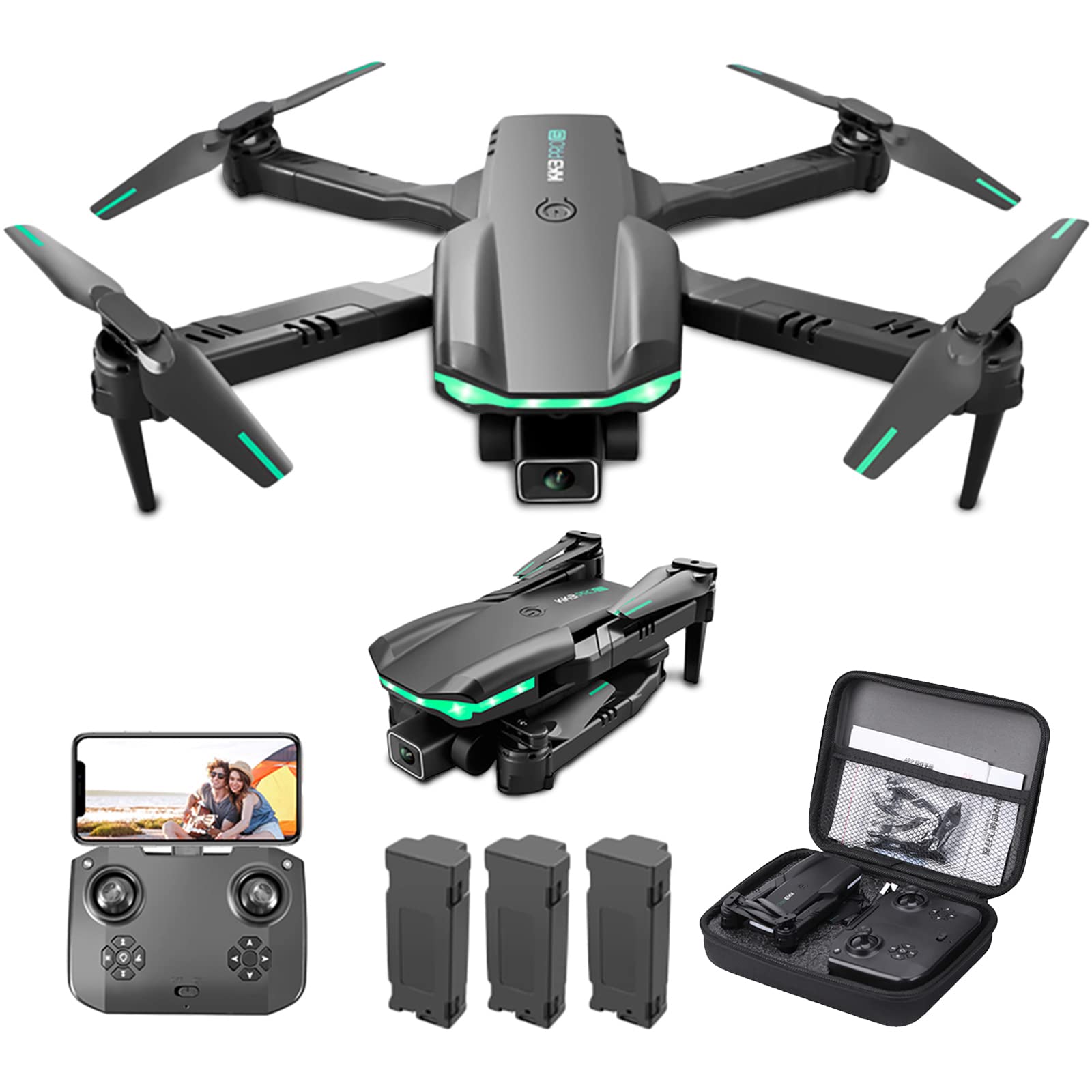 BIOSA Mini Drohne for Kinder mit Kamera 1080P HD Faltbare Drohne RC Quadrocopter, Handy Steuerung, 3D Flip, Höhenhaltung, Headless Modus for Anfänger