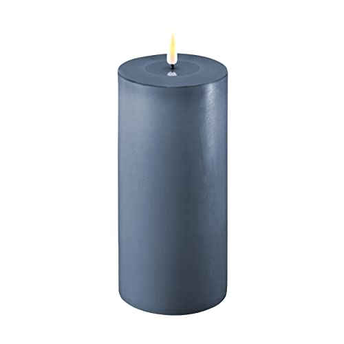 ReWu LED Kerze Deluxe Homeart, Indoor LED-Kerze mit realistischer Flamme auf einem Echtwachsspiegel, warmweißes Licht - (Ice Blue)
