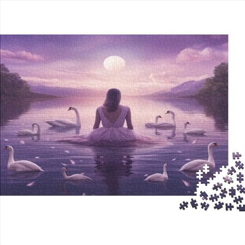 Swan and Woman 1000 Teile Fantasy Animal Puzzles Für Erwachsene Family Challenging Games Moderne Wohnkultur Geburtstag Educational Game Stress Relief 1000pcs (75x50cm)