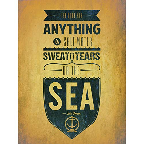Wee Blue Coo Kunstdruck auf Leinwand mit Zitat "Cure For Anything", Salzwasser, Sweat Tears Sea Zitat