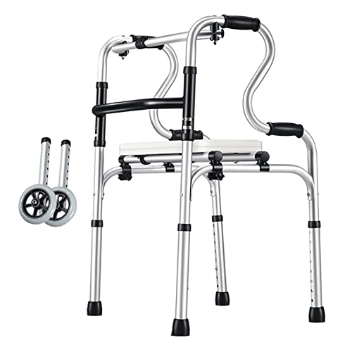 Leichter Gehhilfe aus Aluminium mit Kunststoffsitz, faltbare Standard-Gehhilfen für Senioren mit Behinderungen mit zweistufigen Armlehnen, Toiletten-Sicherheitsgeländer mit Aufstehhilfe (Farbe: ohne