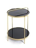 HAKU Möbel Beistelltisch, Metall, Gold-schwarz, T B 38 x H 51 cm