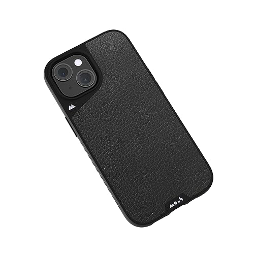 Mous für iPhone 15 Plus Hülle MagSafe Kompatibel Case - Limitless 5.0 - Schwarzes Leder - Handyhülle iPhone 15 Plus Case - Schutzhuelle