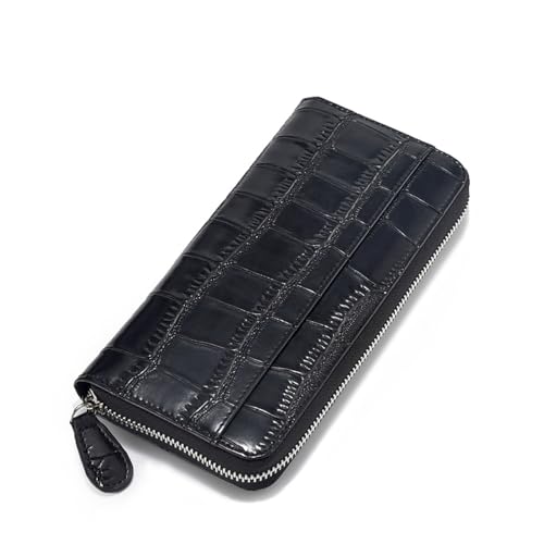 YBRAVO Leder-Geldbörsen für Damen, Damen-Clutch-Geldbörse aus veganem PU-Leder mit Reißverschluss, Handy-Geldbörse, Kartenhalter, Organizer (Color : Black)