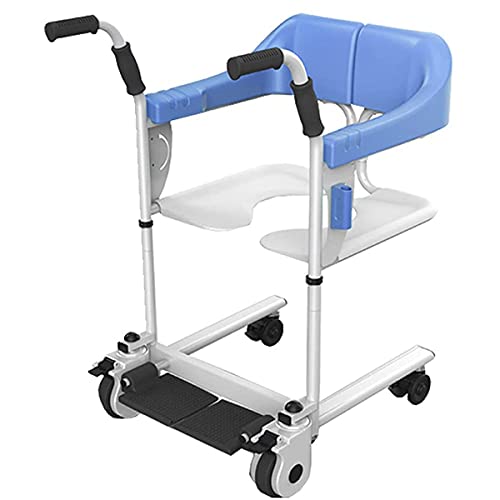 Badezimmer-Rollstuhl,4 in 1 Toilettenstuhl,mit fahrbarem Toilettenstuhl,Badestuhl für einfachesBaden,Patiententransferstuhl,FüR äLtere Menschen,Lightblue-ComfortEdition
