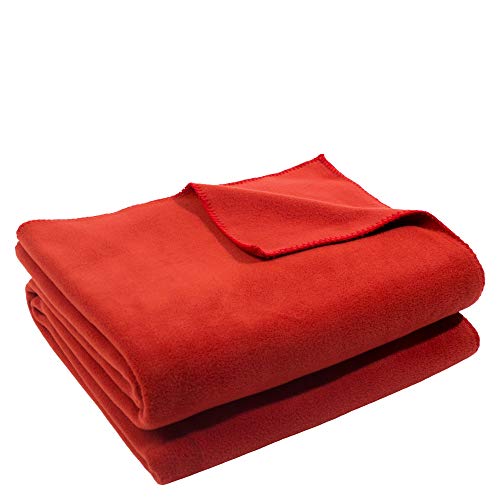 Soft-Fleece-Decke - Polarfleece-Decke mit Häkelstich - flauschige Kuscheldecke - 160x200 cm - 290 rust - von 'zoeppritz since 1828'
