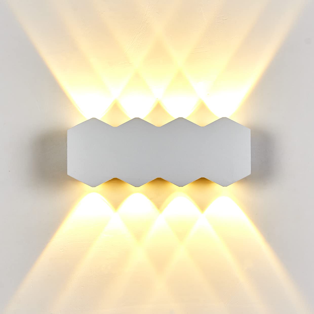 Topmo-plus weißes Außen Wandspot Aluminium Prismatisch Wandlicht Korridor / 8W LED SMD/Aluminium Modern Wandstahler Arbeitszimmer Flur Halle badezimmer spiegel weiß/warmweiß