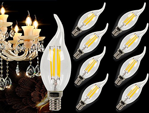 Eurotondisplay Filament LED Leuchtmittel 8 Stück E14 4 Watt 2700k warmweiß Kerze Form A+ (8 Stück)