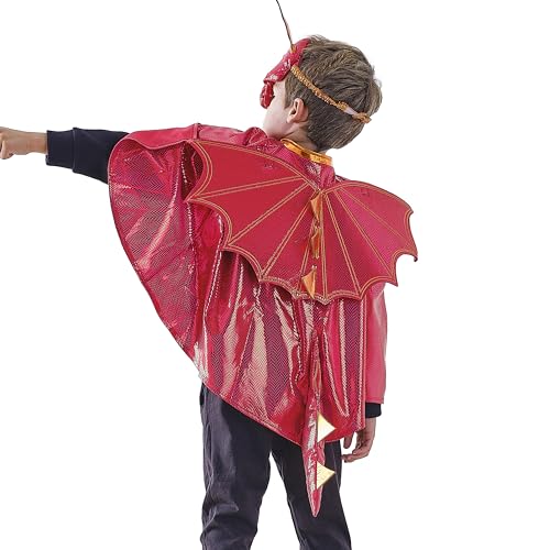 Ginger Ray Boys Red Dragon Cape with Scales, Wings, Tail and Spines for Birthdays & Costume Parties Age: 3-7 Years