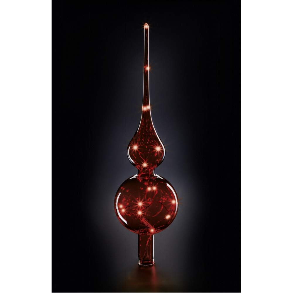 Lumix® Tree Topper Rot LED Glas Christbaumspitze 29cm Mundgeblasen Weihnachtsbaumschmuck Dekoration 1 Stück MADE IN GERMANY 76032