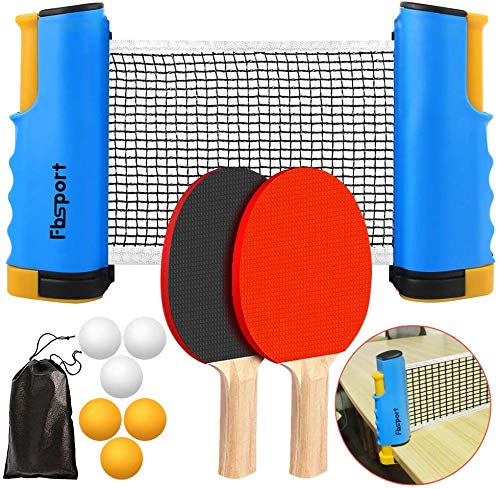 Tischtennisschläger/Schläger,Ausziehbare Tischtennisnetze,6 Ping-Pong Bälle,1*Mesh Bag,tragbar Tischtennissets Spiel Für Anfänger, Familien Und Profis