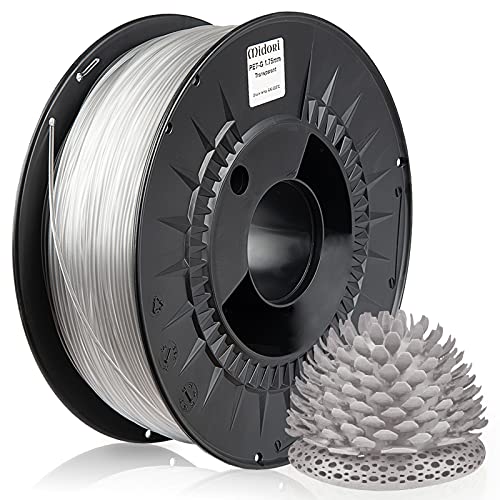 Midori® PETG Filament | 1,75mm 3D-Drucker-Filament 1kg Spule in Transparent | Verwicklungsfreies Filament für 3D-Drucker & Stift