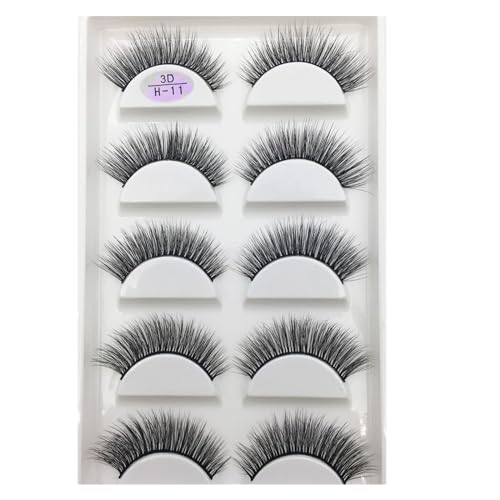 UAMOU 10/50 Boxen 5 Paar 3D Nerz Falsche Wimpern Haar Natürliches Kreuz Langes Unordentliches Make-up Gefälschte Wimpern Verlängerung Make-up Faux Cils Cheerfully (Color : 5Pairs H 11, Size : 50 Box