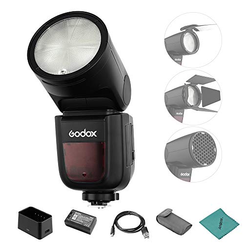 Godox V1N Professionelles Blitzgerät Speedlite Speedlight Rundkopf Wireless 2.4G Fresnel Zoom Kompatibel mit Nikon D5300 D750 D850 D7100 Z7Cameras Camcorder