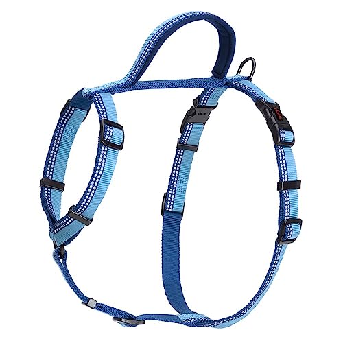HALTI Walking Hundegeschirr – Mit weichem Neopren-gefüttertem Griff, 5 verstellbare Riemen und 3M-Reflektorgewebe. Geeignet für kleine Hunde und Welpen (Größe S, Blau)