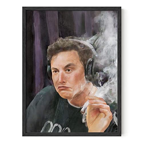 Haus and Hues Elon Musk Gerahmte Wandkunst, gerahmte Meme Poster, Trippy Poster für Jungs, Elon Moschus, gerahmt, Wandkunst, lustig, Trippy Room Decor (schwarzer Rahmen, 30.5x40.6 cm)