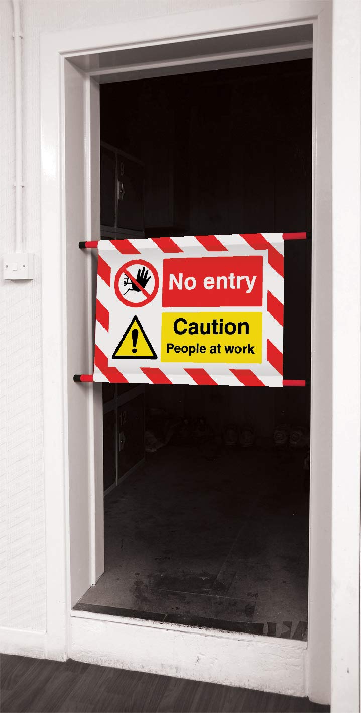 Türschild"No entry Caution People at work", 600 x 450 mm