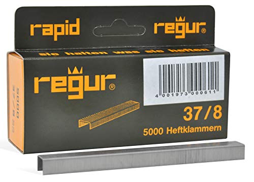 REGUR Typ 37 V2A Feindraht-Klammern - 5.000 Stück in der Länge 37/8 mm - Edelstahl-Heftklammern zum Befestigen von Stoffen, Leder, Textilien sowie zum Basteln und Dekorieren