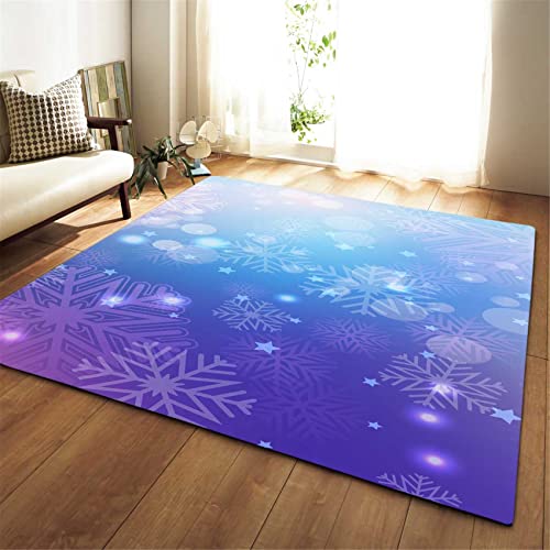 Teppich 3D Schneeflocke Sternenklarer Himmel Drucken Blau Lila Schwarz Grau Bereich TeppichRutschfest Flanell Wohnzimmer Schlafzimmer Laufteppich Fußabtreter Küche Gang (Farbe 2,120×160 cm)