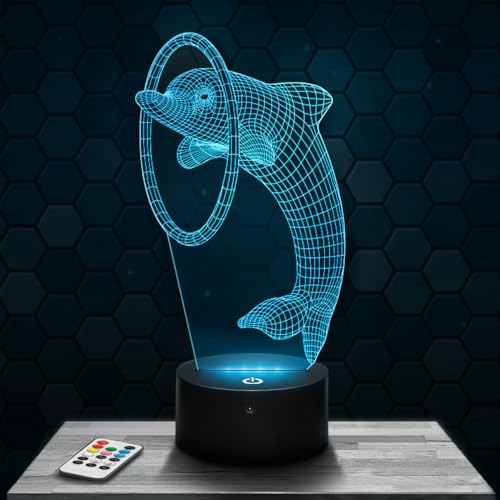 Nachttischlampe, Touch-Nachtlicht Dolphin, 3D-LED-Lampe Illusion, Geschenkidee Weihnachten Geburtstag Junge und Mädchen Nachttischlampe Kinder- oder Erwachsenenzimmer