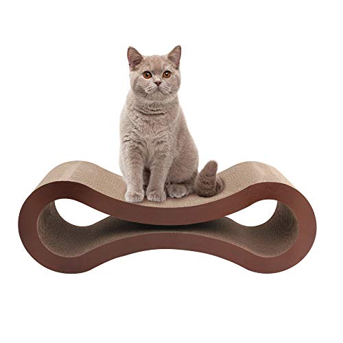 PET PRIME DIRECT Große Katzenkratzliege 82 x 26,5 x 26,5 cm Karton Katze Kratzunterlage Karton Katzenliege Kratzbett für große mittelgroße kleine Katzen