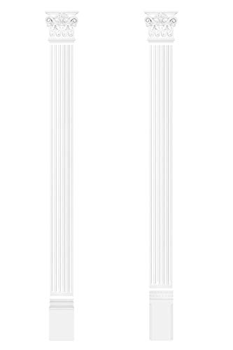 HEXIM Pilaster ca. 130x15mm - Wandreliefe/Stuckdekor aus PU Hartschaum, Auswahl von Schaft, Kapitell & Sockel - Perfect D1501 (2 Meter Schaft D1501)