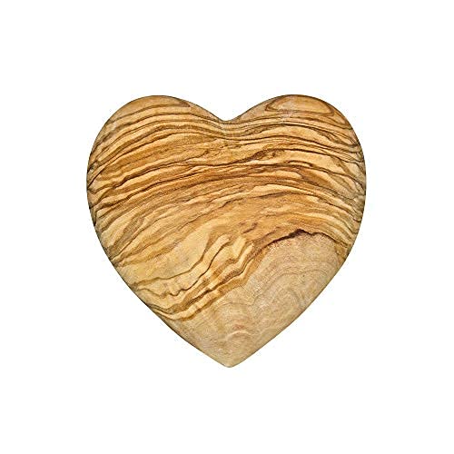 NATUREHOME Herz aus Olivenholz - Holz Handschmeichler Glücksbringer Hochzeit Taufe Geburt Geburtstag oder als Schutzengel Anti-Stress Holzherz Deko (10 cm)