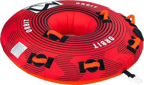 MESLE Tube Orbit, 2 Personen, aufblasbarer Wasser-Reifen zum Ziehen, Towable Donut Fun-Tube, für Kinder & Erwachsene, Wassersport Wasser-Ski Ring, für Motor-Boot & Jet-Ski, Farbe:rot