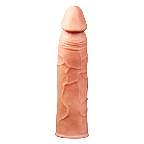 LUOWAN Ultra-Realistisches VerläNgertes Kondom FüR Medizinisches Silikon FüR MäNner Penis Simulation Hautkondom Fett VerzöGertes Hilfskondom (Wiederverwendbar) (B)