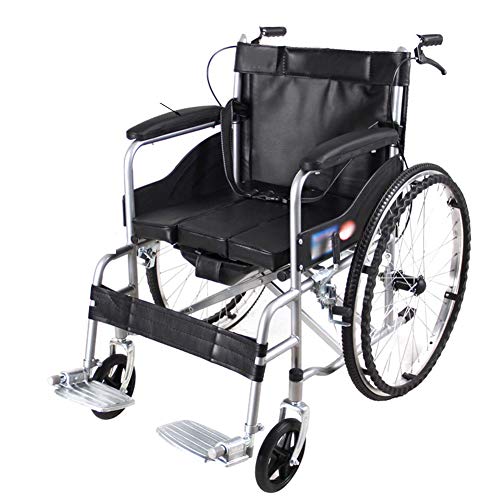 ZXGQF faltbarer Rollstuhl, Leicht Faltbarer Selbstfahrender Rollstuhl-Leichtgewicht mit Vollgummirädern, leichter Rollstuhl, für ältere und behinderte menschen (Black C)
