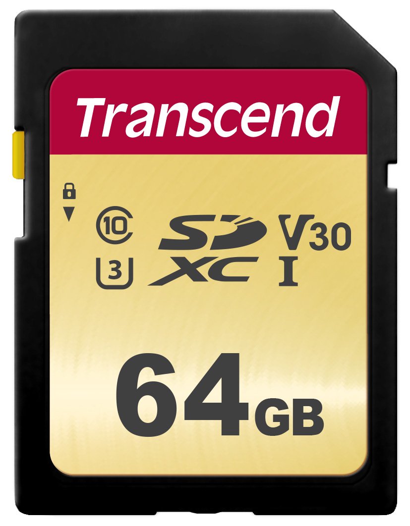 Transcend 64GB SDXC/SDHC 500S Speicherkarte TS64GSDC500S (umweltfreundliche Verpackung) / bis zu 95 MBs lesen und 65 MBs schreiben