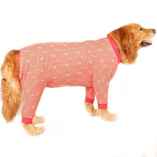 NashaFeiLi Haustierkleidung, Hunde-Shirt, Baumwoll-Pyjama, großes Hundekostüm mit Reißverschluss, Overall für mittelgroße und große Hunde (Nr. 38, rot)